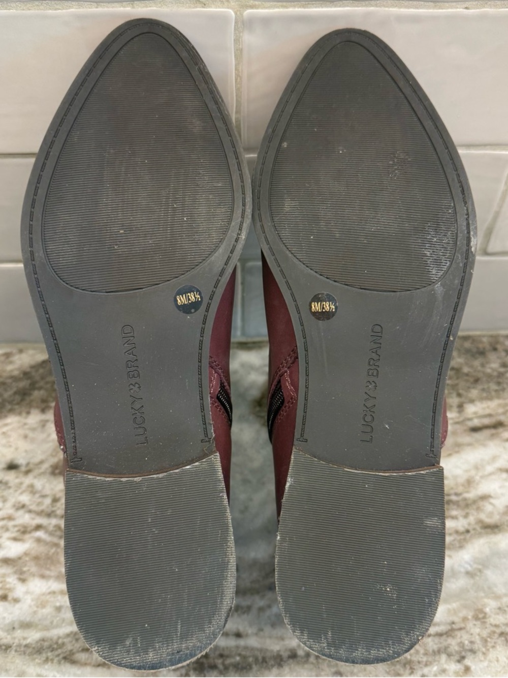 Lucky Brand Perrma Raisin Curved Topline Women’s Size 8 Studded Moto Edge Bootie - Picture 12 of 14